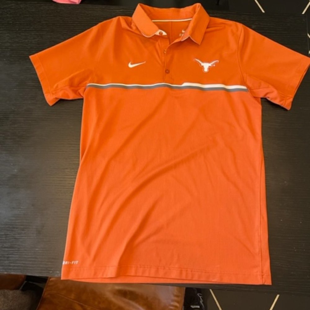 UT Texas Longhorns Nike Polo Golf Shirt Polyester Stretch Mens Size Medium